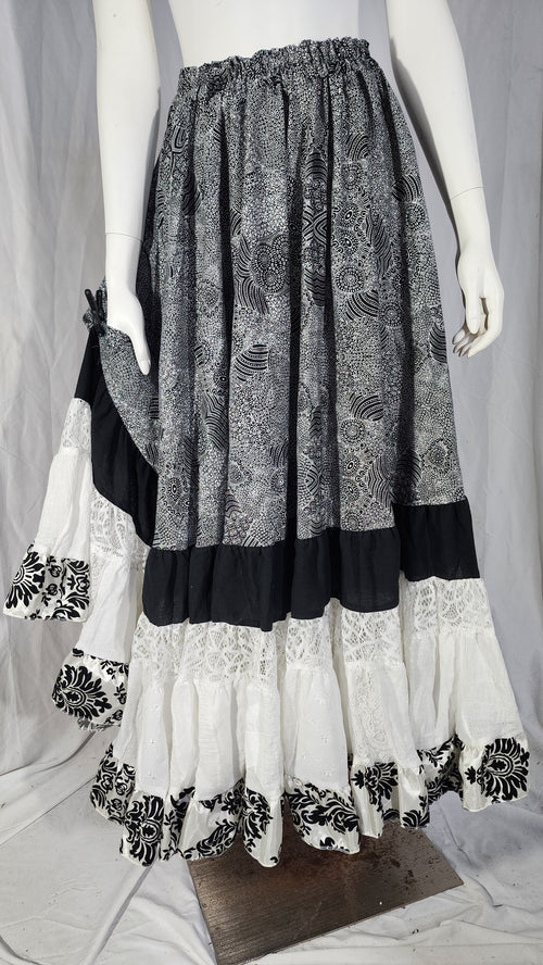 Black Printed Liz Skirts